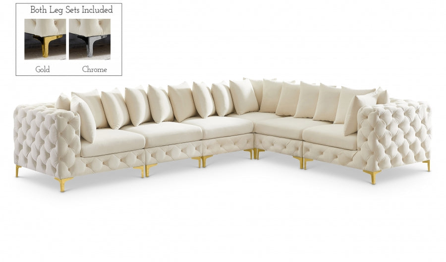 Tremblay Cream Velvet Modular Sectional from Meridian - Luna Furniture