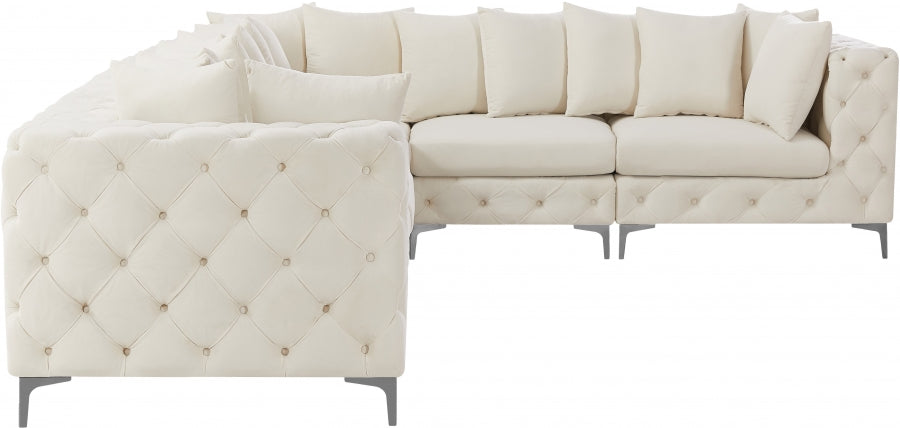 Tremblay Cream Velvet Modular Sectional from Meridian - Luna Furniture