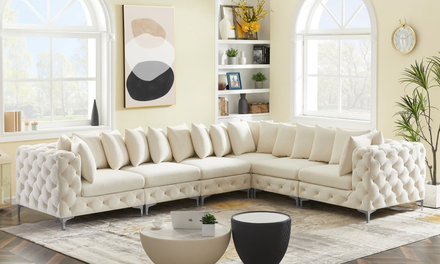 Tremblay Cream Velvet Modular Sectional from Meridian - Luna Furniture