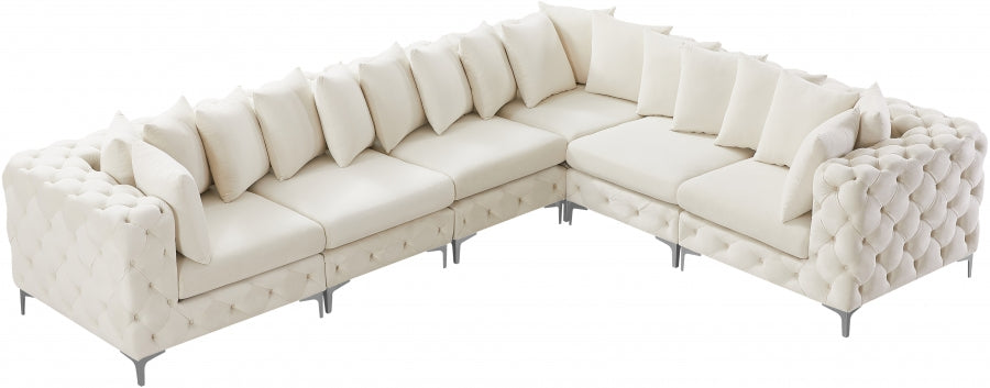 Tremblay Cream Velvet Modular Sectional from Meridian - Luna Furniture