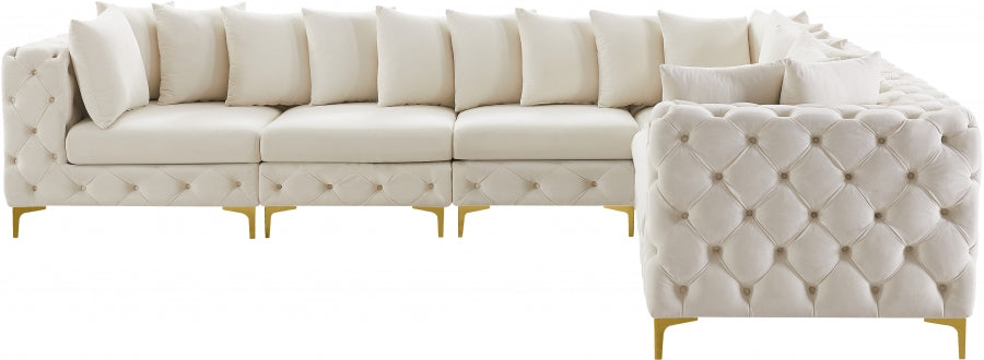 Tremblay Cream Velvet Modular Sectional from Meridian - Luna Furniture