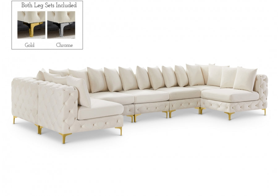 Tremblay Cream Velvet Modular Sectional from Meridian - Luna Furniture