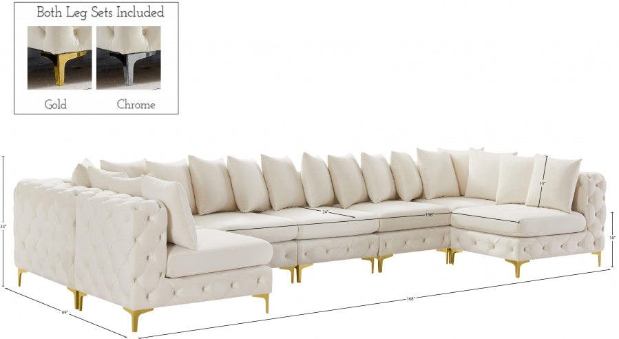 Tremblay Cream Velvet Modular Sectional from Meridian - Luna Furniture