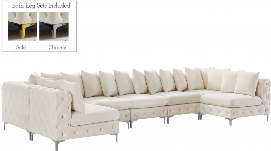 Tremblay Cream Velvet Modular Sectional from Meridian - Luna Furniture