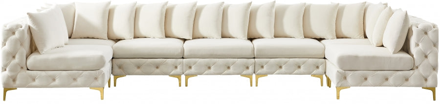 Tremblay Cream Velvet Modular Sectional from Meridian - Luna Furniture