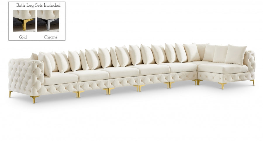 Tremblay Cream Velvet Modular Sectional from Meridian - Luna Furniture