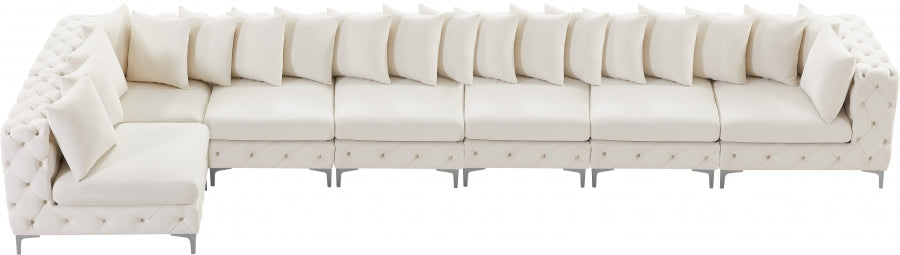 Tremblay Cream Velvet Modular Sectional from Meridian - Luna Furniture