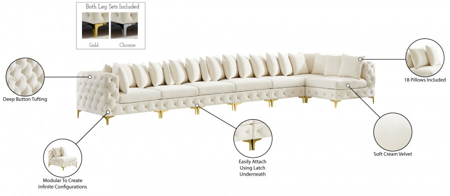 Tremblay Cream Velvet Modular Sectional from Meridian - Luna Furniture