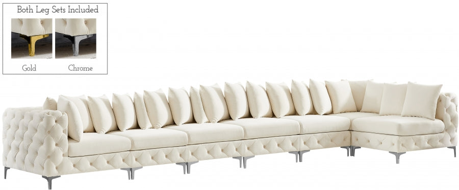 Tremblay Cream Velvet Modular Sectional from Meridian - Luna Furniture