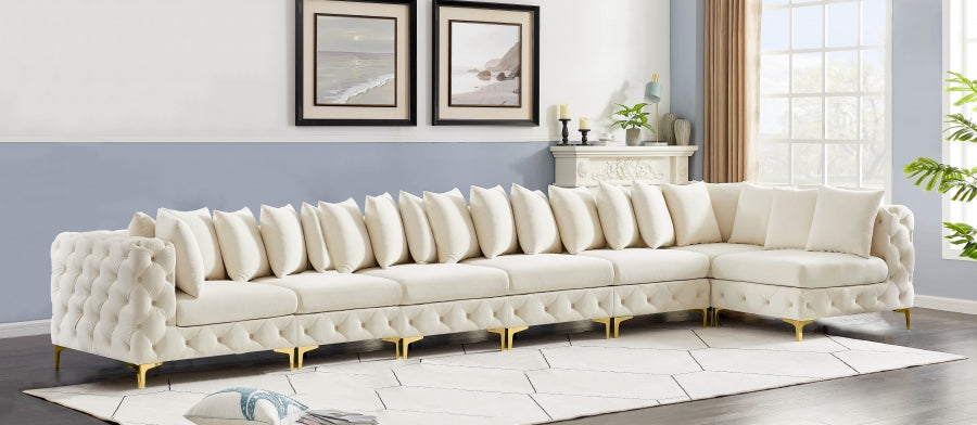 Tremblay Cream Velvet Modular Sectional from Meridian - Luna Furniture