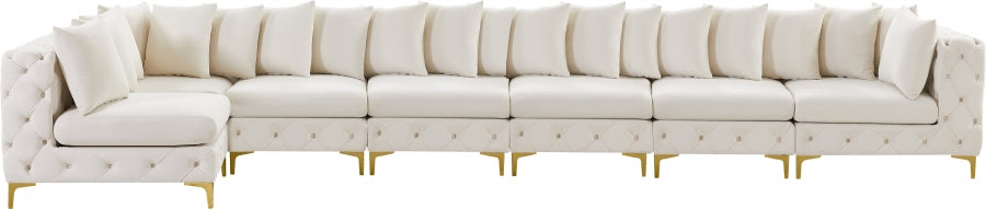 Tremblay Cream Velvet Modular Sectional from Meridian - Luna Furniture