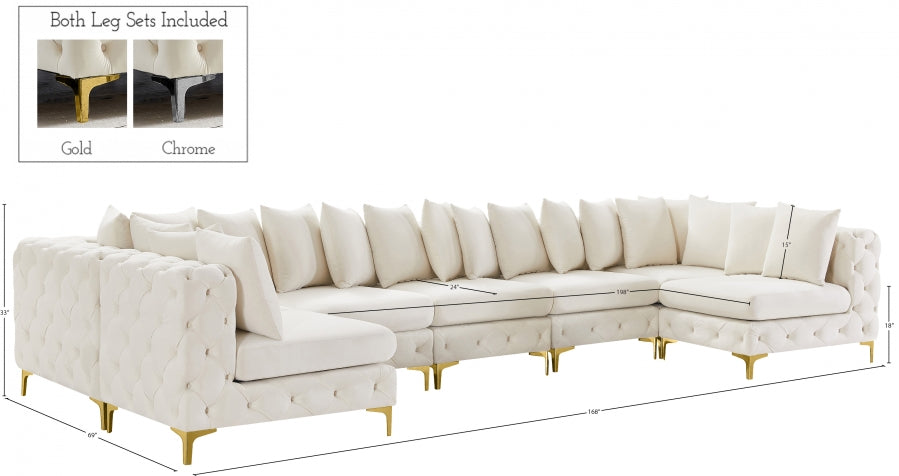 Tremblay Cream Velvet Modular Sectional from Meridian - Luna Furniture