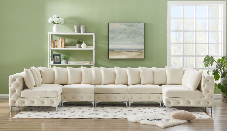 Tremblay Cream Velvet Modular Sectional from Meridian - Luna Furniture