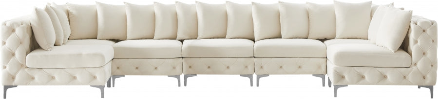 Tremblay Cream Velvet Modular Sectional from Meridian - Luna Furniture