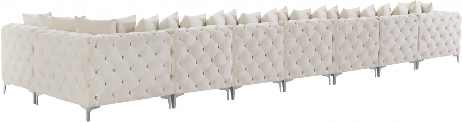 Tremblay Cream Velvet Modular Sectional from Meridian - Luna Furniture