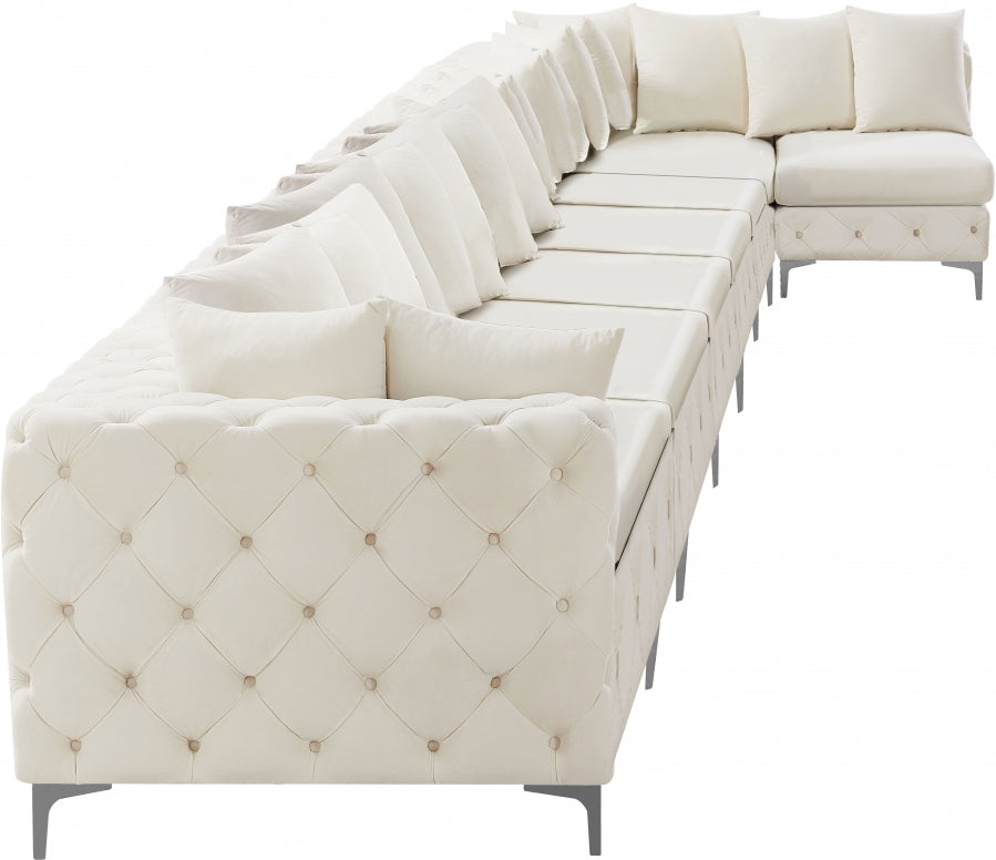 Tremblay Cream Velvet Modular Sectional from Meridian - Luna Furniture