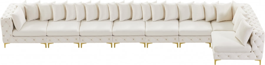 Tremblay Cream Velvet Modular Sectional from Meridian - Luna Furniture