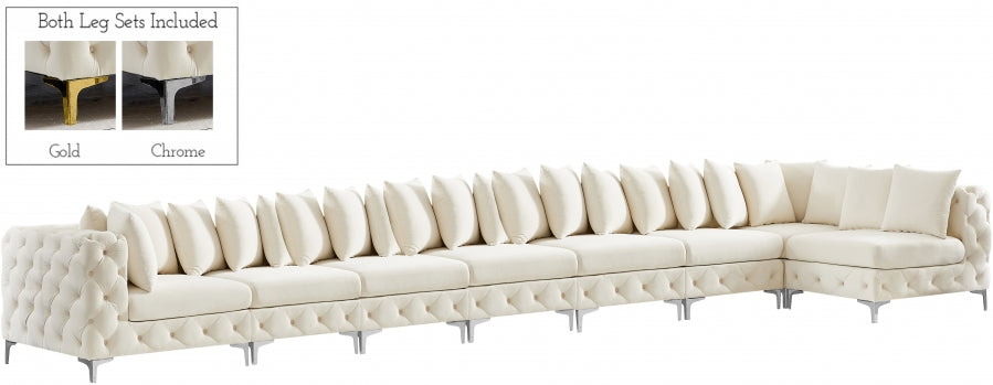 Tremblay Cream Velvet Modular Sectional from Meridian - Luna Furniture