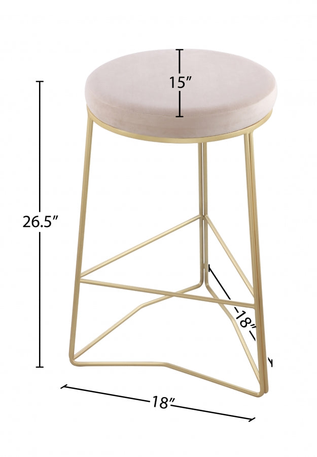 Tres Cream Velvet Counter Stool from Meridian - Luna Furniture