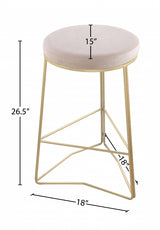 Tres Cream Velvet Counter Stool from Meridian - Luna Furniture