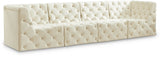 Tuft Cream Velvet Modular 128" Sofa from Meridian - Luna Furniture