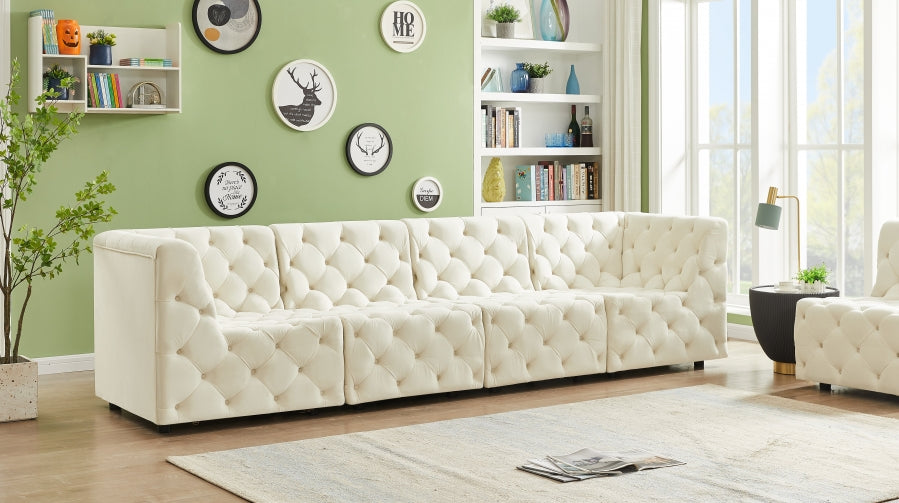 Tuft Cream Velvet Modular 128" Sofa from Meridian - Luna Furniture