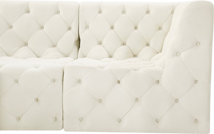 Tuft Cream Velvet Modular 128" Sofa from Meridian - Luna Furniture