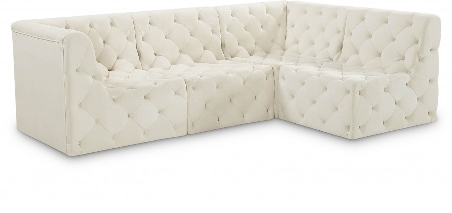 Tuft Cream Velvet Modular Sectional from Meridian - Luna Furniture