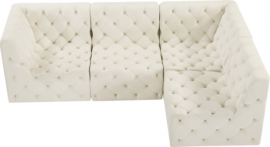 Tuft Cream Velvet Modular Sectional from Meridian - Luna Furniture