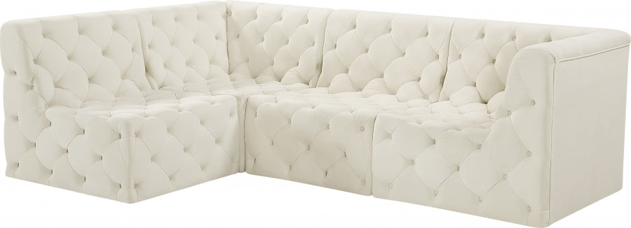 Tuft Cream Velvet Modular Sectional from Meridian - Luna Furniture