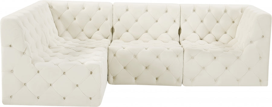 Tuft Cream Velvet Modular Sectional from Meridian - Luna Furniture