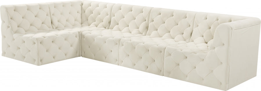 Tuft Cream Velvet Modular Sectional from Meridian - Luna Furniture