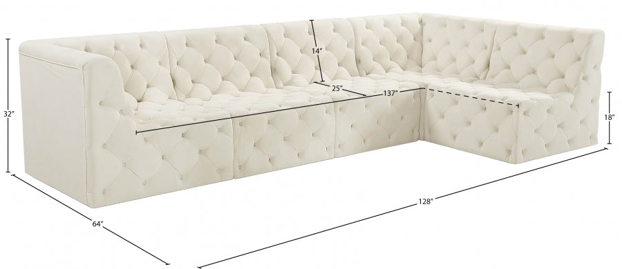 Tuft Cream Velvet Modular Sectional from Meridian - Luna Furniture