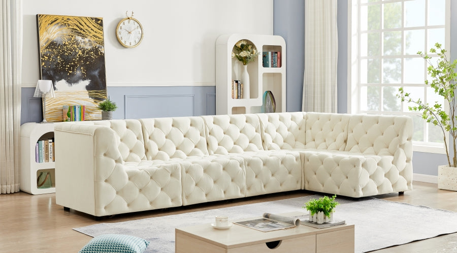 Tuft Cream Velvet Modular Sectional from Meridian - Luna Furniture