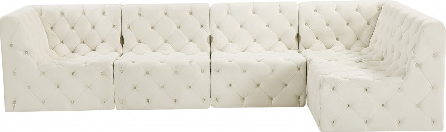 Tuft Cream Velvet Modular Sectional from Meridian - Luna Furniture