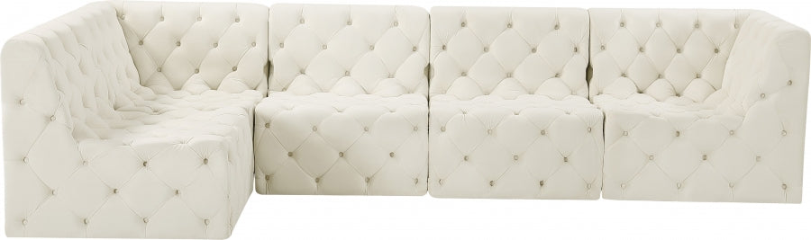 Tuft Cream Velvet Modular Sectional from Meridian - Luna Furniture