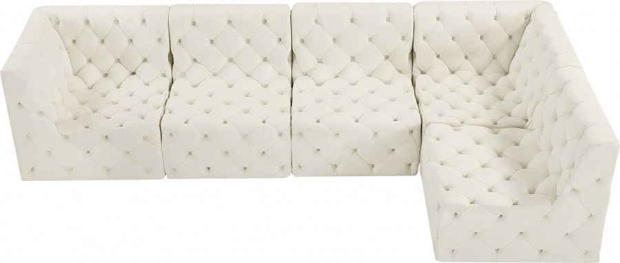 Tuft Cream Velvet Modular Sectional from Meridian - Luna Furniture