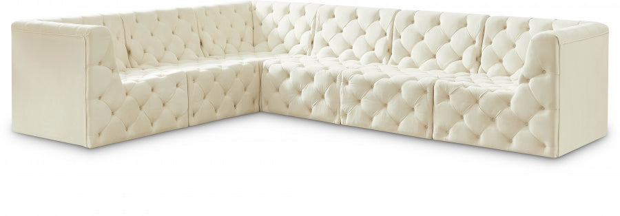 Tuft Cream Velvet Modular Sectional from Meridian - Luna Furniture