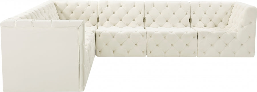 Tuft Cream Velvet Modular Sectional from Meridian - Luna Furniture