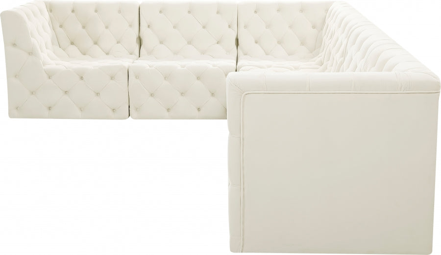 Tuft Cream Velvet Modular Sectional from Meridian - Luna Furniture