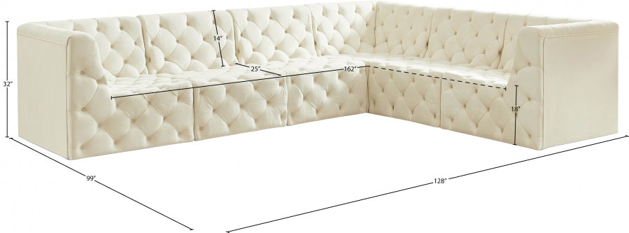 Tuft Cream Velvet Modular Sectional from Meridian - Luna Furniture