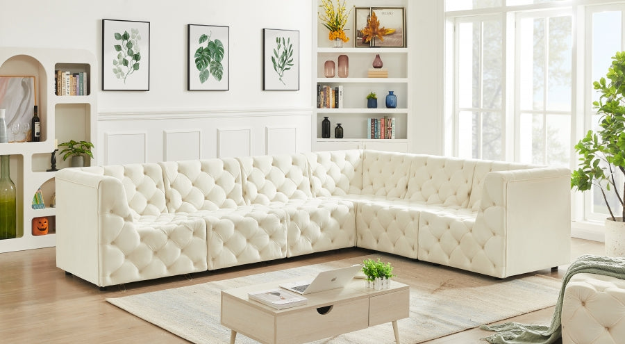 Tuft Cream Velvet Modular Sectional from Meridian - Luna Furniture