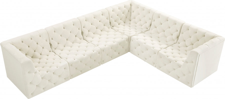 Tuft Cream Velvet Modular Sectional from Meridian - Luna Furniture