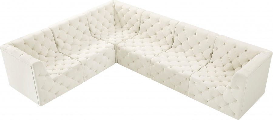 Tuft Cream Velvet Modular Sectional from Meridian - Luna Furniture