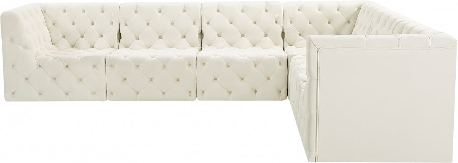 Tuft Cream Velvet Modular Sectional from Meridian - Luna Furniture