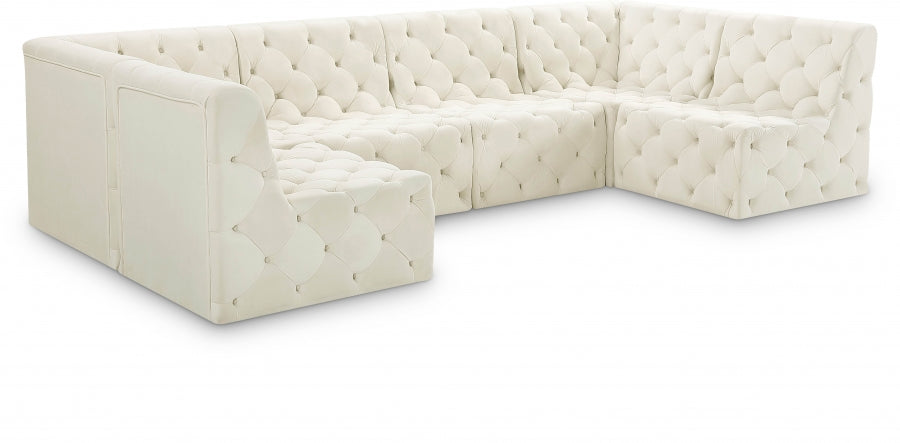 Tuft Cream Velvet Modular Sectional from Meridian - Luna Furniture