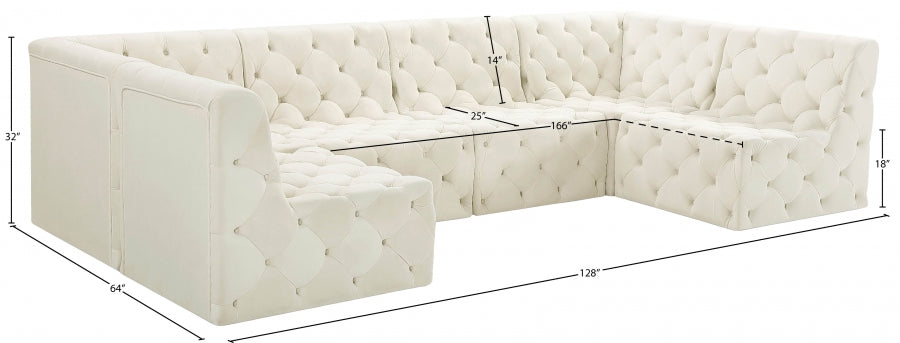 Tuft Cream Velvet Modular Sectional from Meridian - Luna Furniture