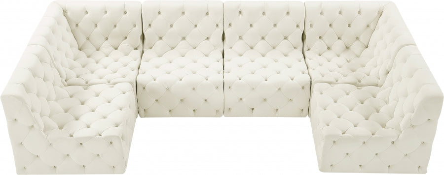 Tuft Cream Velvet Modular Sectional from Meridian - Luna Furniture