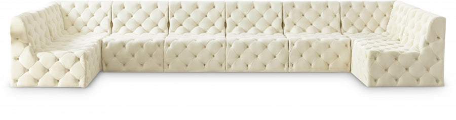 Tuft Cream Velvet Modular Sectional from Meridian - Luna Furniture