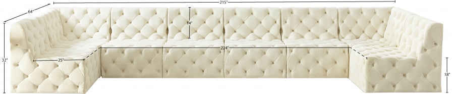 Tuft Cream Velvet Modular Sectional from Meridian - Luna Furniture